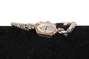 Vintage 14k White Gold Bulova Female Watch 101932 Rare