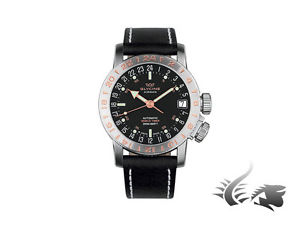 Glycine Airman 17 Automatic Watch, Purist 24h, Black, GL 293, Leather Strap