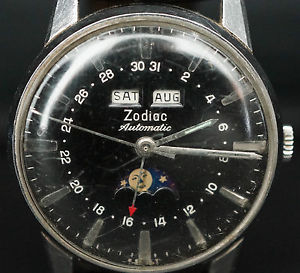 RARE & AUTHENTIC ZODIAC TRIPLE CALENDAR AUTOMATIC MOONPHASE REFERENCE. 742-908