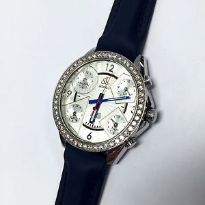 47mm JACOB & Co. 5 Time Zone SS Unisex Watch w/ FACTORY DIAMONDS & New Blue Band