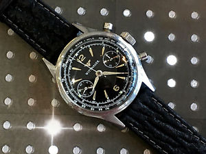 Vintage Wittnauer Chronograph Wristwatch Mens Rare Gilt dial, Stainless Steel14Y