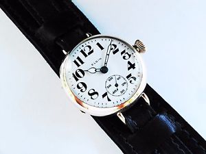 WWI Elgin Trench Watch, BOLD Military Dial, Size 0s, Military Dial, 19 JEWELS
