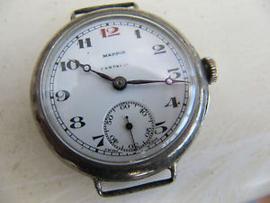 VINTAGE MAPPIN CAMPAIGN -SILVER CASED MEN'S OFFICERS TRENCH MILTARY WATCH - RARE