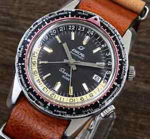 Enicar Sherpa GIDE World Time GMT Watch Cal AR167 1960 Vintage Antique Rare