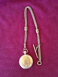 14K Waltham Co. Pocket Watch ca. 1880 with 14K fob
