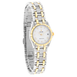 Concord Saratoga Ladies White Dial 18K Gold & SST Swiss Quartz Watch 0306505