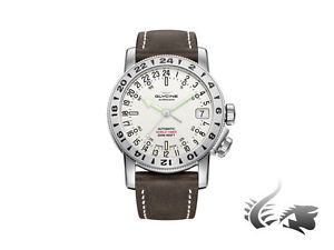 Glycine Airman 17 Automatic Watch, Purist 24h, White, GL 293, Leather Strap
