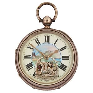 Erotic Window Scene automaton open face pocket watch