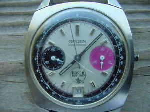 Vintage GRUEN 7734 Chronograph Watch Movement Busch Beer Logo Dial Parts Watch