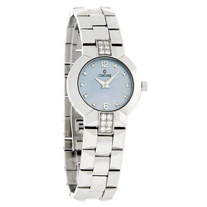 Concord La Scala Diamond Ladies Blue Mop Dial Swiss Quartz Watch 0309742
