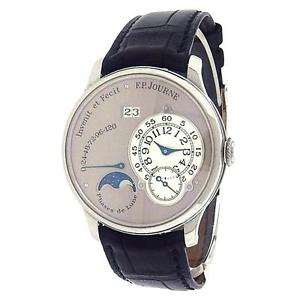 F.P.Journe Octa Luna PT950 Platinum Black Leather Automatic Silver Men's Watch