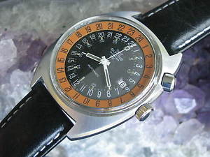 Glycine Airman SST Vintage Stainless Steel Automatic 24-Hour Wrist Watch