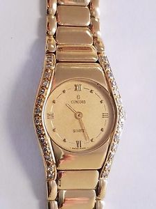 Elegant 18K Yellow Gold Concord quartz Diamond Ladies Watch ( Heavy 60 Gr )