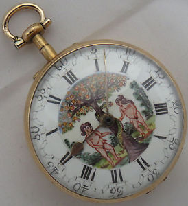 Verge Fusse Old Pocket watch 18K Solid Gold Case 41 mm. in diameter