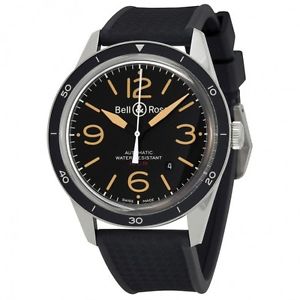 Bell and Ross Sport Heritage Black Dial Black Rubber Mens Watch BR123-HER-SRB