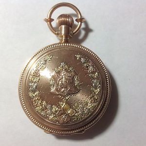 ELGIN 6SIZE 14KT. TRI-GOLD VERY FANCY HUNTER CASE  POCKETWATCH