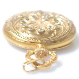 GIRARD PERREGAUX REPOUSSE DIAMOND-SET 18K SOLID GOLD PENDANT HUNTER POCKET WATCH