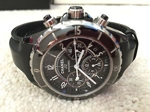 CHANEL J12 Black Ceramic Chronograph Automatic Watch 41mm *MINT* H0940