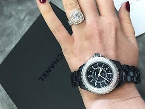 Chanel J12 Wrist Watch for Women black ceramic diamond bezel 33mm ladies pretty