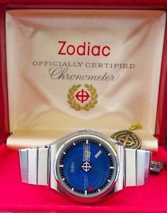 ZODIAC ASTROGRAPHIC MYSTERY BLAU VINTAGE AUTOMATIK  ARMBANDUHR NOS UNGETRAGEN