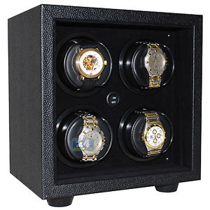 Quad Automatic Watch Winder Box Orbita Insafe W21609 Black Leather