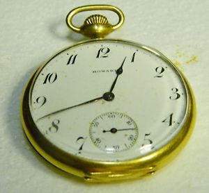 VINTAGE 18K 23J HOWARD (KEYSTONE) POCKET WATCH RUNNINGTHE 66grTOTAL