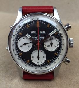 Vintage Wakmann Triple Date Three Register Chronograpn Chrono  Big Big Case