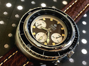 Vintage Zodiac Seawolf Watch, Diver, Chronograph Valjoux 72, Panda Dial, Rare