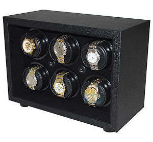 Six Automatic Watch Winder Box Orbita Insafe W21611 Black Leather