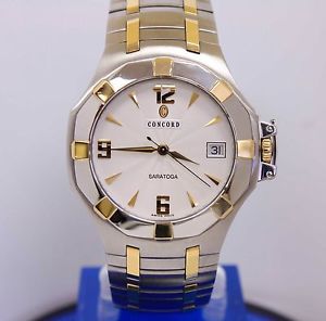 Concord Quartz 2 Tone Saratoga Wrist Watch 18K Yellow Gold & Stainless Steel