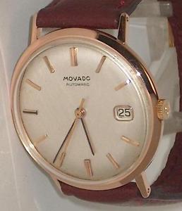Movado Very Rare Vintage Solid 18K Rose Gold Swiss Automatic Date Watch For Men