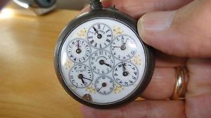 SCARCE ANTIQUE 19TH JUDAICA WEBREW ALPHABET MULTI TIME ZONE POCKET WATCH CHINESE