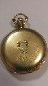 Rare vintage 18k A.Andrews "The Diamond Palace" Hunters Case pocketwatch 93g.