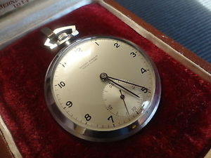 Vintage Rare Ulysse Nardin Art Déco Steel Pocket Watch  1930  box chronographe