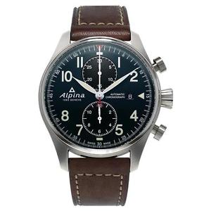 ALPINA MEN'S STARTIMER PILOT 44MM LEATHER BAND AUTOMATIC WATCH AL-725N4S6