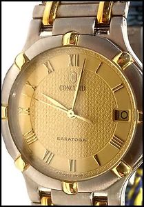 Concord Saratoga Watch Date Quartz 18k Yellow Gold / Stainless Steel Unused