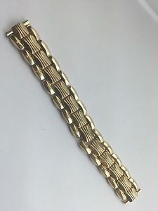 Handmade Mens Solid 14K Yellow Gold Stretchable Watch Band 16 Mm 34.5 Grams