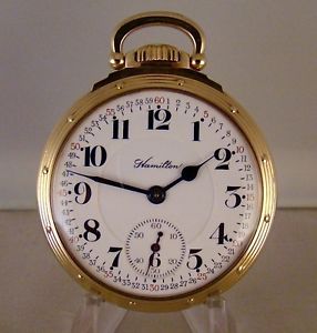 ANTIQUE HAMILTON "950" 23j 10k GOLD FILLED OPEN FACE RAILROAD POCKET WATCH 1911'