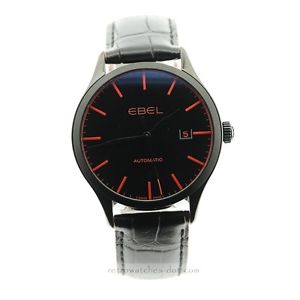 EBEL 2016 Classic Black PVD Sapphire Crystal Automatic 21 J Watch Box Papers ...