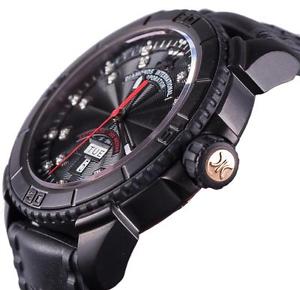 DIC Stainless Steel Rubber Case Black Dial Sport Luxury Mens Diamond Wrist Watch