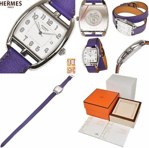 Hermes CAPE COD Tonneau Ref CT1.710/WW9K1 Double Purple Watch W/Box Excellent++