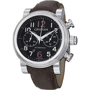 GRAHAM MEN'S 47MM BROWN CALFSKIN BAND STEEL CASE AUTOMATIC WATCH 2BLFS.B36A