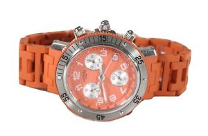 AK - $4275 HERMES ORANGE "CLIPPER CHRONOGRAPH" TIMEPIECE DIVER WATCH