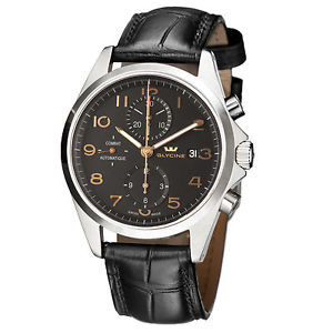 Glycine Men's 3924.19AT-LBK9 Combat Automatic Chronograph Black Leather Watch