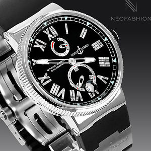 ULYSSE NARDIN MARINE MANUFACTURE SS 45MM BLACK DIAL MENS WATCH 1183-122-3/42