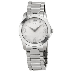 Movado Diamond Mother of Pearl Dial Stainless Steel Ladies Watch