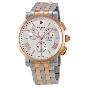 Michele Sport Sail Large Chronograph White Dial Two-tone Ladies Watch