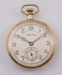 Vintage 1921 Hamilton 14K Solid Gold Open Face Pocket Watch 23j Working (#2910)