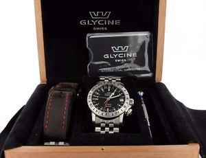 GLYCINE AIRMAN AUTOMATIC 200M WORD TIMER 45MM WATCH. REF 3865 WITH BOX & PAPERS