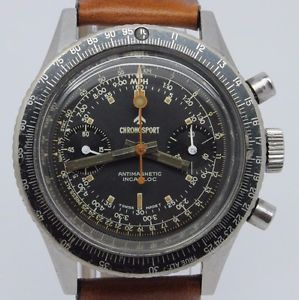 VINTAGE Chronosport Computergraph Chronograph Mens 38mm Steel Watch Valjoux 7733